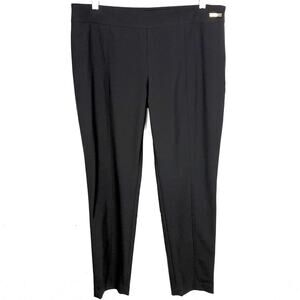 Tory Burch Womens Azalea Slim Pants Wool Blend Side Zip Gold Logo Medallion 8